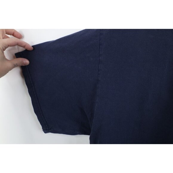 Vintage 90s Mens XL Faded Spell Out New England Patriots Football T-Shirt Blue - Picture 9 of 15